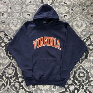 Vintage 90s Steve & Barry's Heavyweight University Of Virginia Navy Hoodie Large